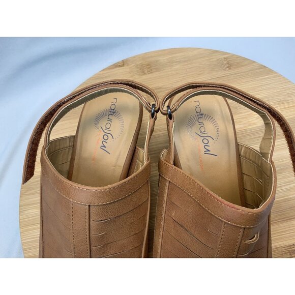 Natural Soul Heeled Sandal 7.5 Dayna Brown Women’s Open Toe Slingback - Picture 7 of 7